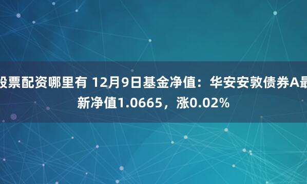 股票配资哪里有 12月9日基金净值：华安安敦债券A最新净值1.0665，涨0.02%