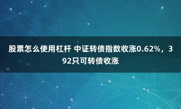 股票怎么使用杠杆 中证转债指数收涨0.62%，392只可转债收涨